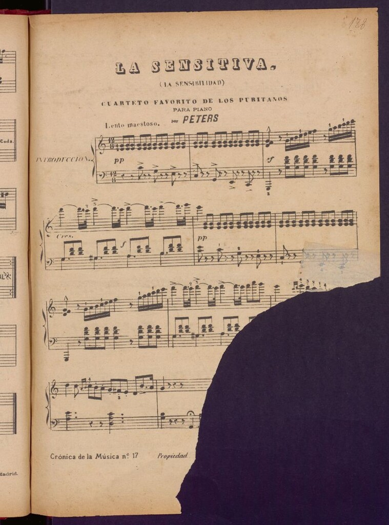 Miniatura de La sensitiva : La sensibilidad : cuarteto favorito de los puritanos : para piano