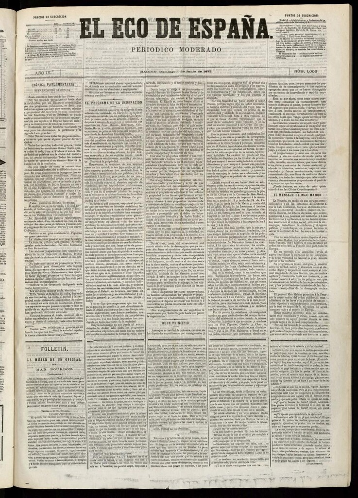 Miniatura de El Eco de España del 1 de junio de 1873
