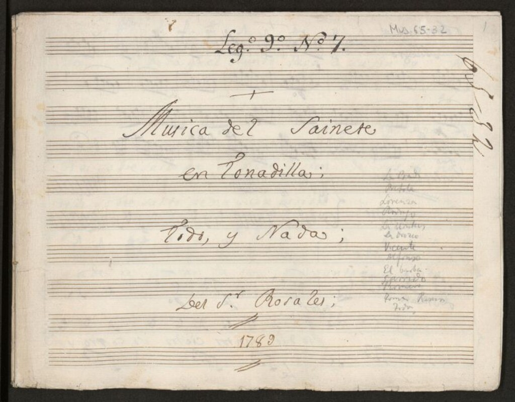 Miniatura de Musica del Sainete en tonadilla Todo, y nada