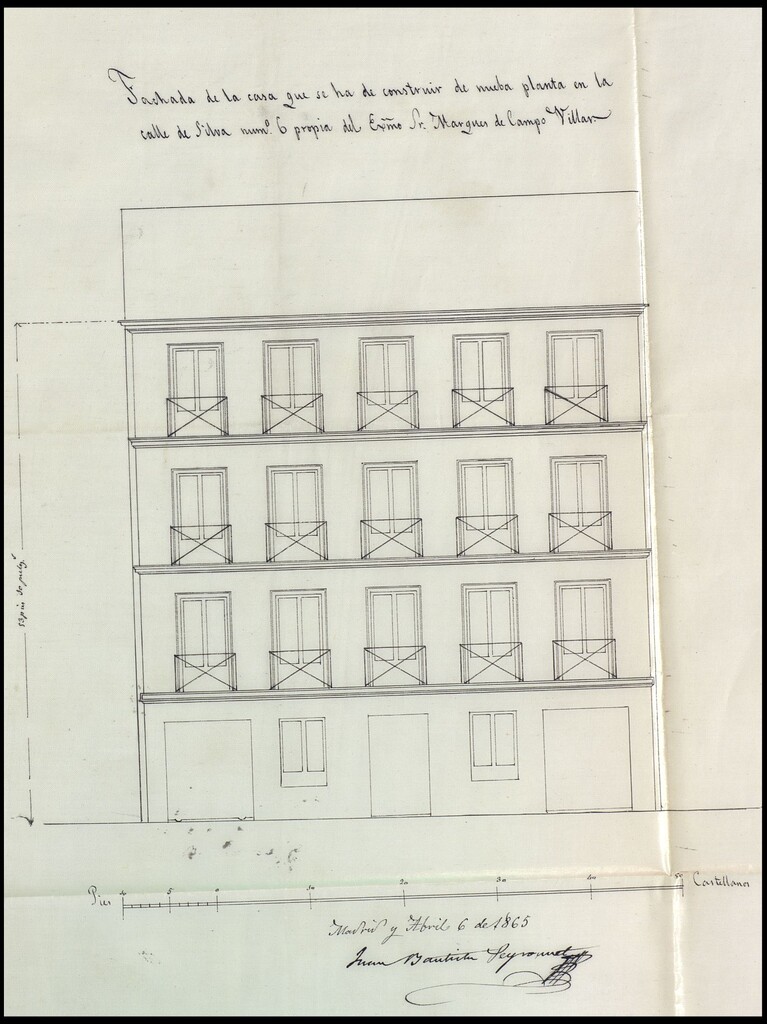 Miniatura de Sr. Marqués del Campo de Villar, solicitando licencia para construir de nueva planta, la casa de su propiedad, sita en la calle de Silva nº 6.
