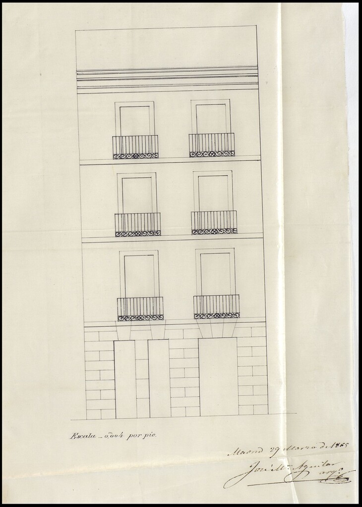 Miniatura de D. José María Aguilar, en solicitud de licencia para construir de nueva planta la casa de su propiedad sita en la calle de la Paloma nº 7-.
