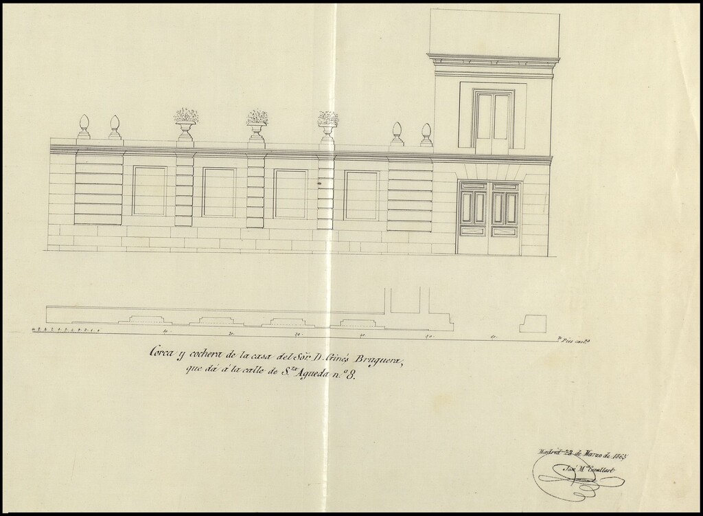 Miniatura de D. Luis Bruguera, para construir la cerca o cerramiento del Jardín de su casa calle de s. Mateo nº 8 con vuelta a la Santa Agueda.