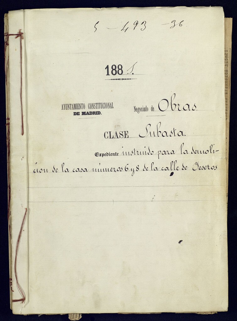 Miniatura de Expediente instruido para la demolición de la casa nº 6 de la calle Yeseros.