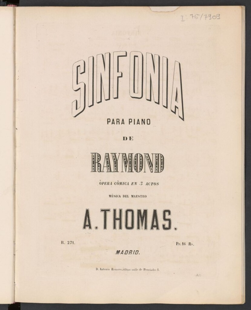 Miniatura de Sinfonía para piano de Raymond : ópera cómica en 3 actos : [El secreto de la reina]