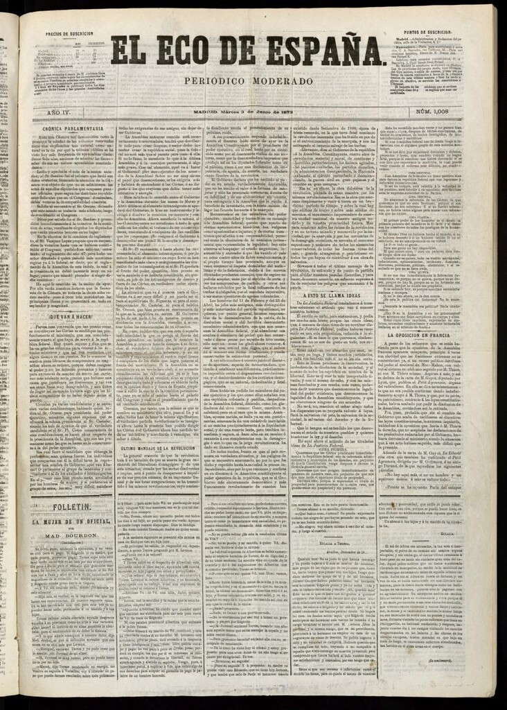 Miniatura de El Eco de España del 3 de junio de 1873