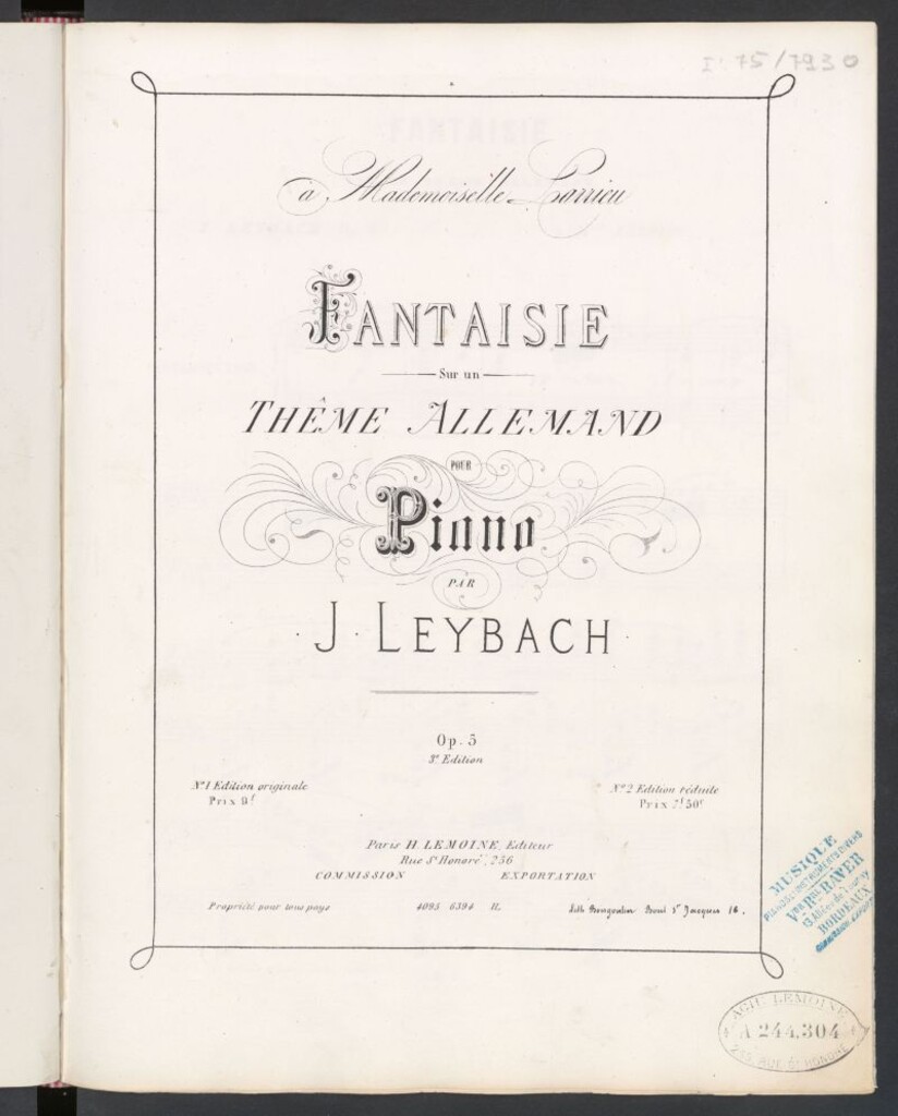 Miniatura de Fantaisie : sur un thême allemand : pour piano : op.5