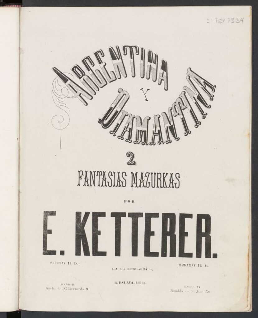 Miniatura de Argentina y diamantina : 2 fantasías mazurcas : para piano : [0p.21]