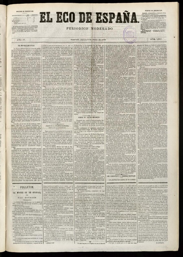 Miniatura de El Eco de España del 5 de junio de 1873