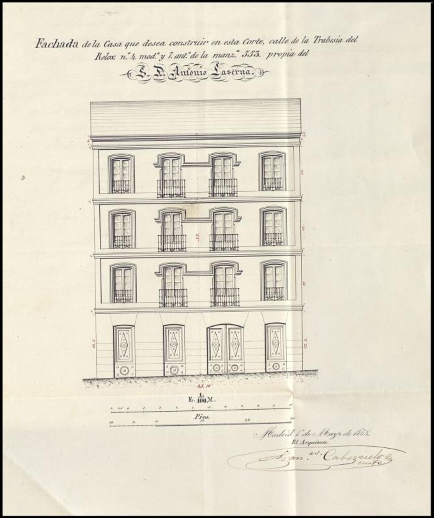 Miniatura de D. Antonio Laserna, para construir de nueva planta su casa en la Travesía del Reloj, nº 4, manzana 553.