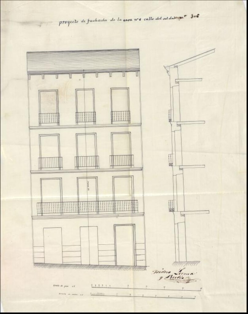 Miniatura de D. Isidoro Peciña, para construir de nueva planta su casa calle del Soldado nº 6, manzana 306.
