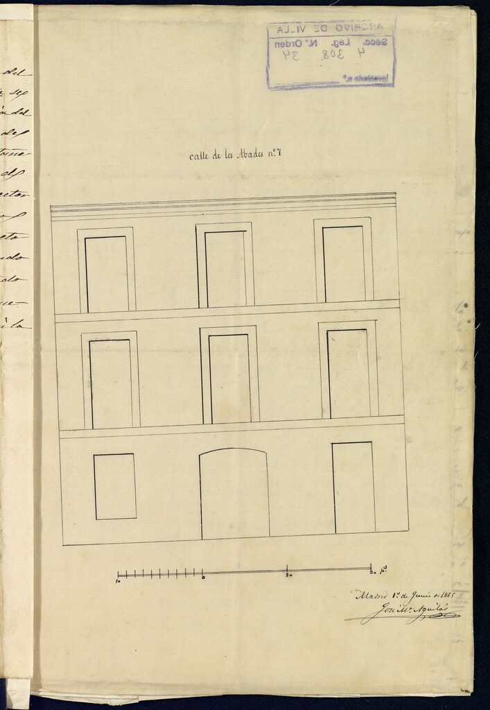 Miniatura de D. Manuel Rodríguez de la Plata, en solicitud de licencia para construir de nueva planta su casa calle de los Abades nº 7.