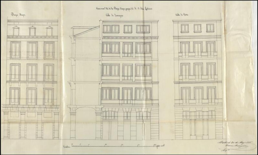 Miniatura de D. Antonio Labiano, para construir de nueva planta en su casa Plaza de la constitución, con accesorias a las calles de Zaragoza y Postas.