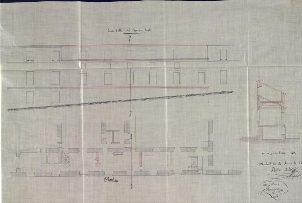 Miniatura de Sr. Marqués de Guadalcazar, para reforma la fachada de su casa calle Ancha de S. Bernardo nº 72, con accesorias a las de S. Vicente Alta y al Espíritu Santo.