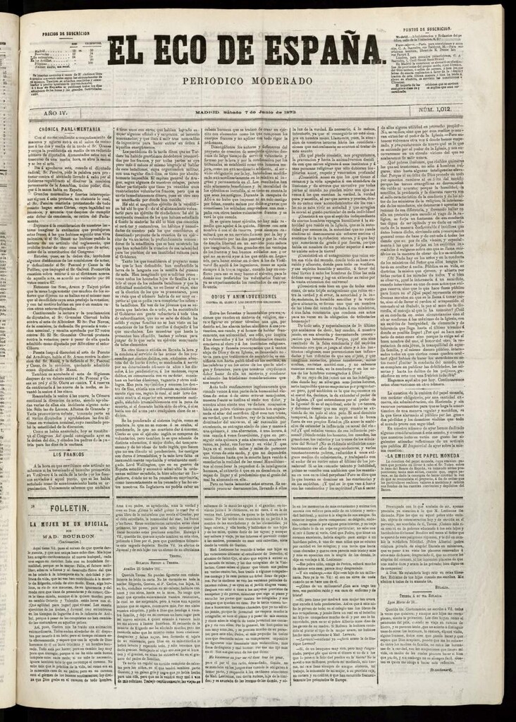 Miniatura de El Eco de España del 7 de junio de 1873