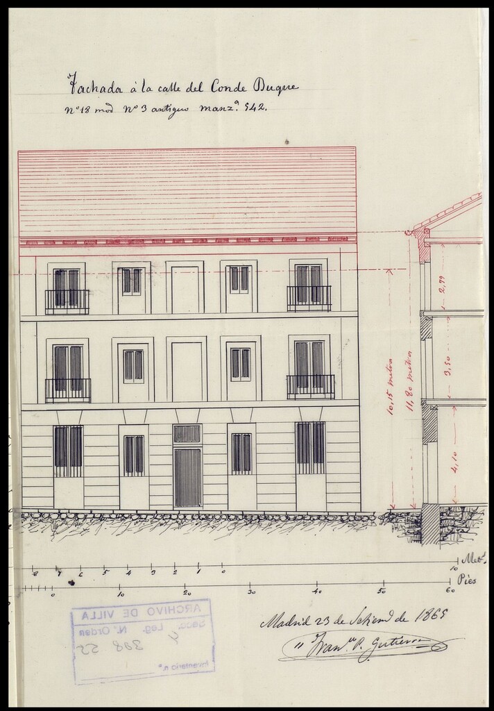 Miniatura de D. Mariano Palacio y Martínez, dueño de la casa calle de Conde Duque nº 18 moderno, en solicitud de licencia para reformar y aumentar el piso 2º y hacer otras varias obras en la fachada.