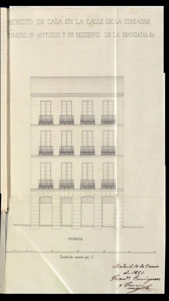 Miniatura de D. José Hernández Soldevilla, en solicitud de licencia para reconstruir su casa calle de la Comadre nº 57 moderno, manzana 50.