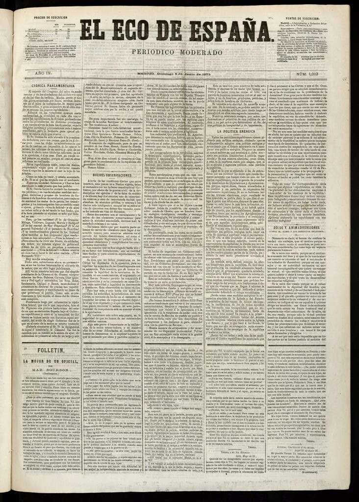 Miniatura de El Eco de España del 8 de junio de 1873
