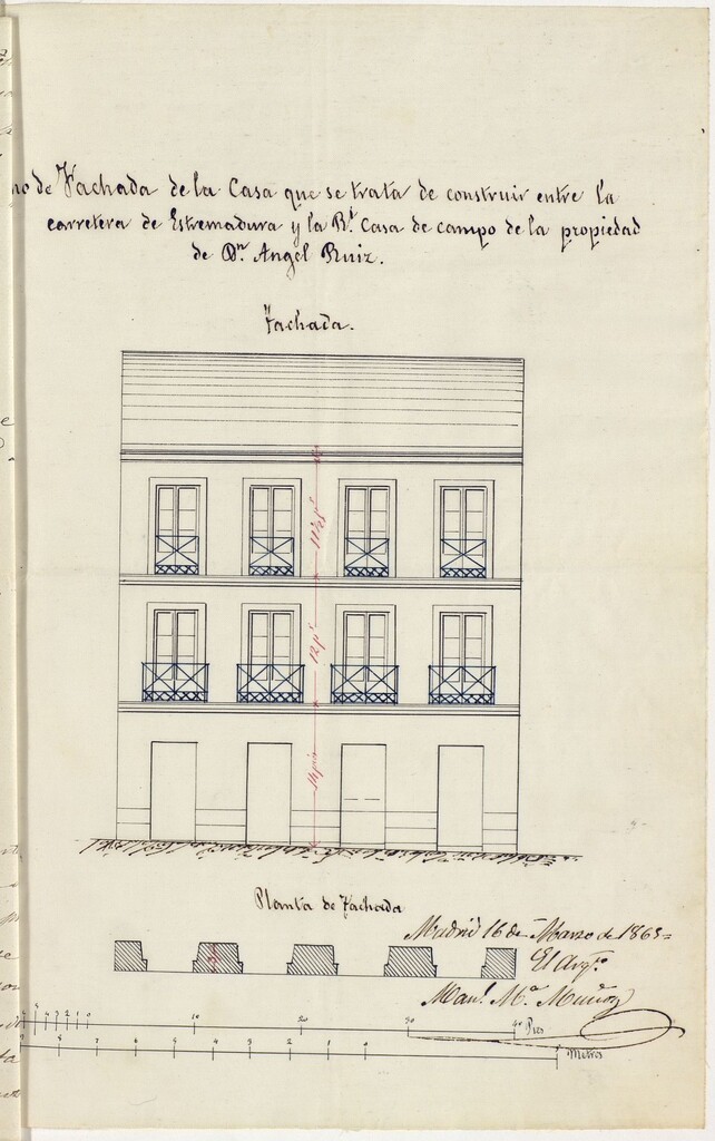 Miniatura de D. Ángel Ruiz, para edificar en un terreno sito entre la Carretera de Extremadura y la Real casa de campo, a la puerta llamada del Ángel.