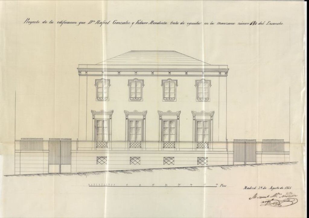 Miniatura de D. Rafael González y Velasco Mendieta, licencia para edificar en un solar de la manzana 190.