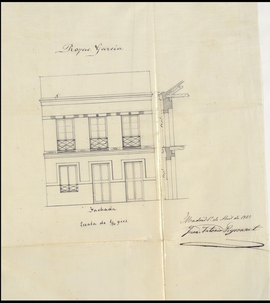 Miniatura de D. Roque García, para construir una casa en su terreno, sito a la derecha de la Carretera de Extremadura, próximo a la Puerta llamada del Ángel de la casa de campo.