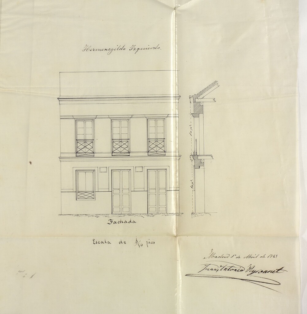 Miniatura de D. Hermenegildo  Izquierdo, para construir de nueva planta en un terreno a la izquierda de la carretera de Extremadura, contiguo a la Puerta del Ángel de la Real Casa de Campo.