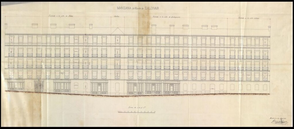 Miniatura de Sr. Conde Zaldivar, en solicitud de licencia para construir en la manzana 13, del Barrio de Arguelles.