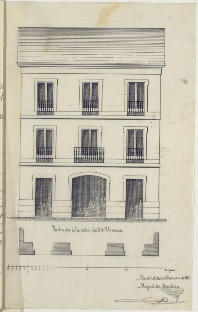 Miniatura de D. Ignacio Tejeiro, en solicitud de licencia para construir de nueva planta la casa nº 4 de la calle de Dª Urraca, sita en la Barrio de Colmenares afueras del Puente de Segovia.