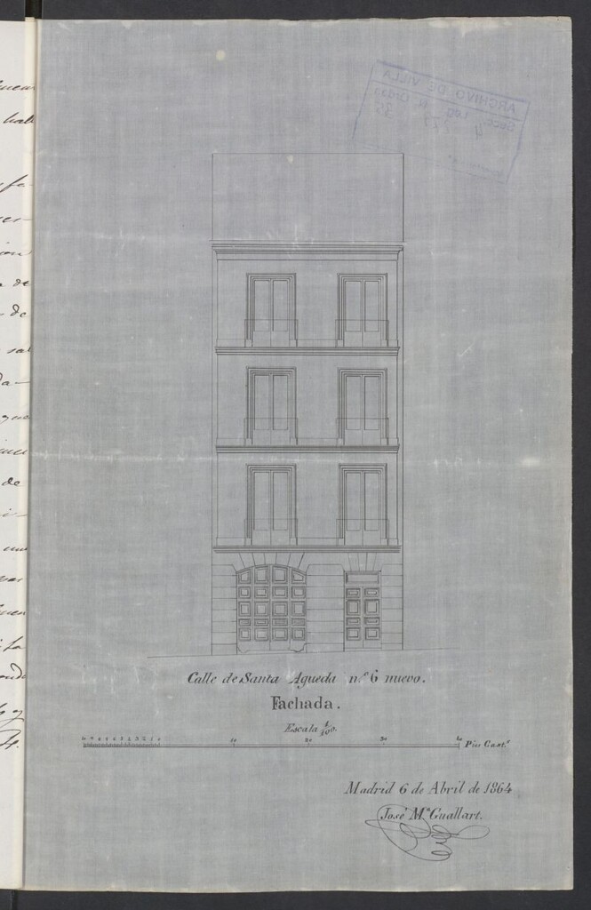 Miniatura de D. Ginés Bruguera, para construir de nueva planta la casa de su propiedad, sita en la calle de Sta. Agueda, 6 de la manzana 333.