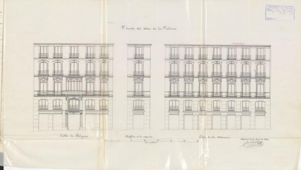 Miniatura de D. José Vasallo y Unzaga, en solicitud de licencia para construir de nueva planta en uno de los terrenos llamados de las Vallecas, en fachada a la calle Peligros y de la Aduana.