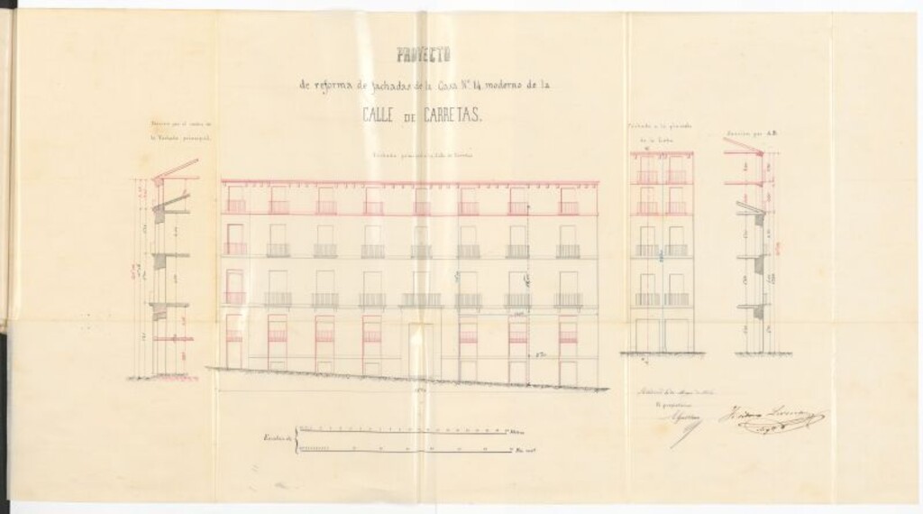 Miniatura de D. Luis Guillén, dueño de la casa calle de Carretas nº 14, con vuelta a la Plaza de Leña nº 3, en solicitud de licencia para hacer varias obras y aumentar un tercer piso.
