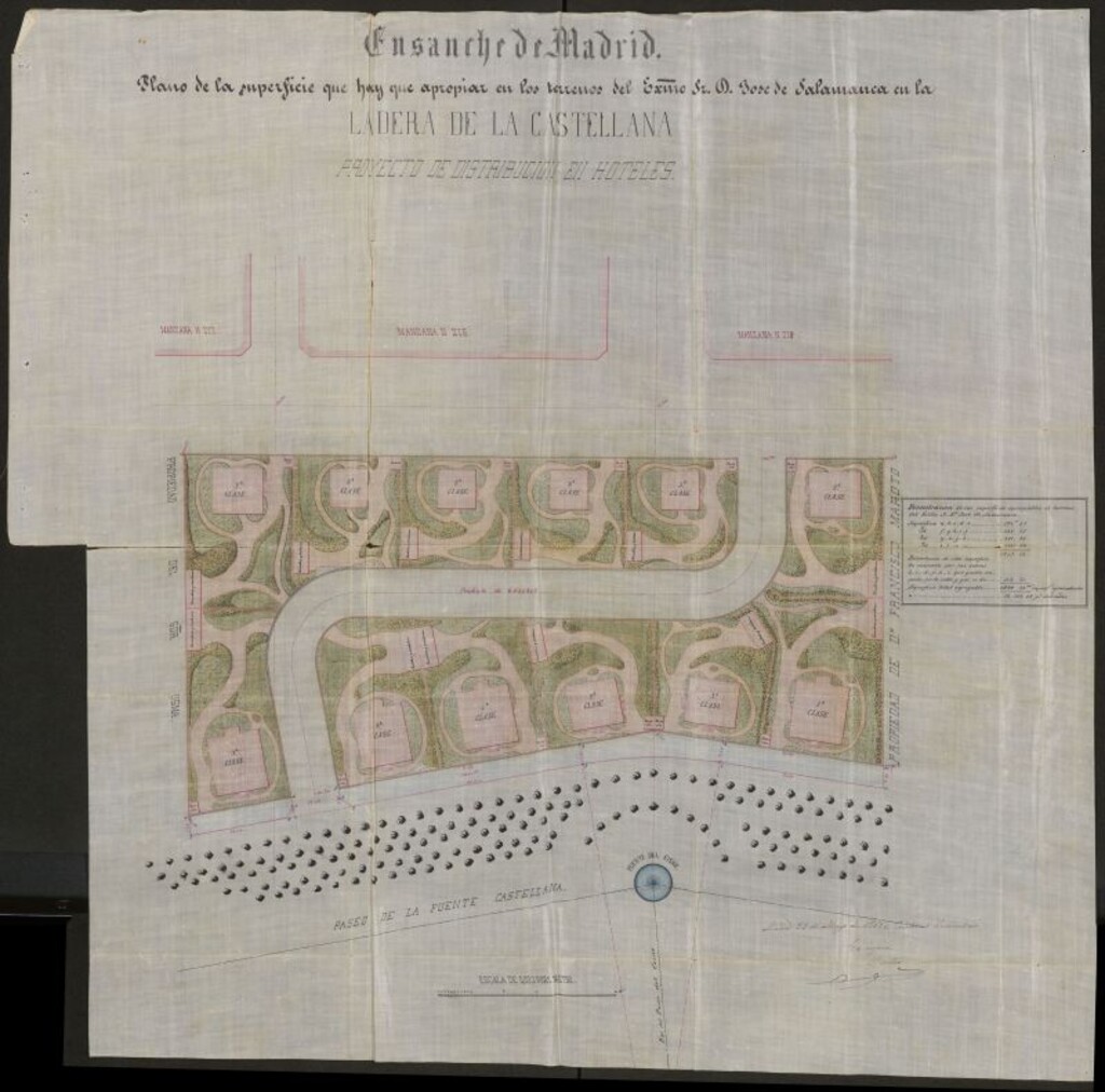 Miniatura de D. José de Salamanca, en solicitud de licencia para edificar en la ladera derecha del Paseo de Isabel 2ª