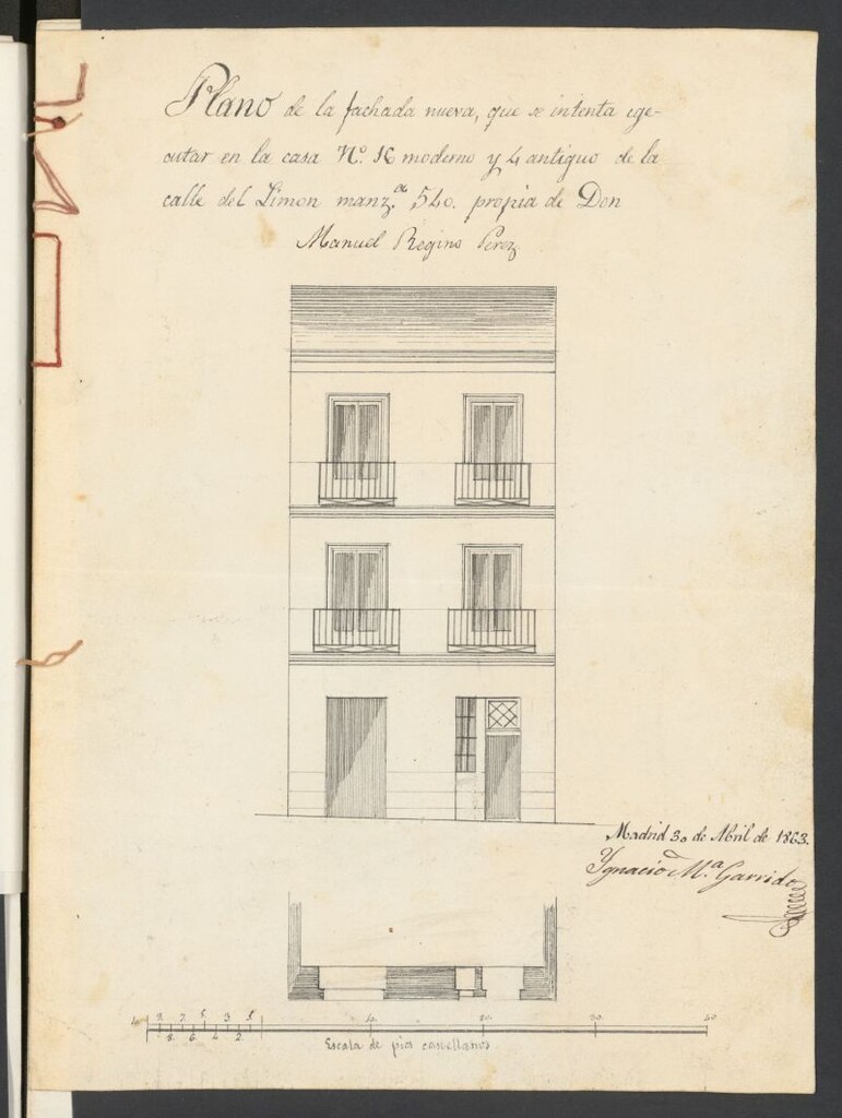 Miniatura de D. Manuel Regino Pérez, en solicitud de licencia para construir de nueva planta la casa calle del Limón nº 16, manzana 540.