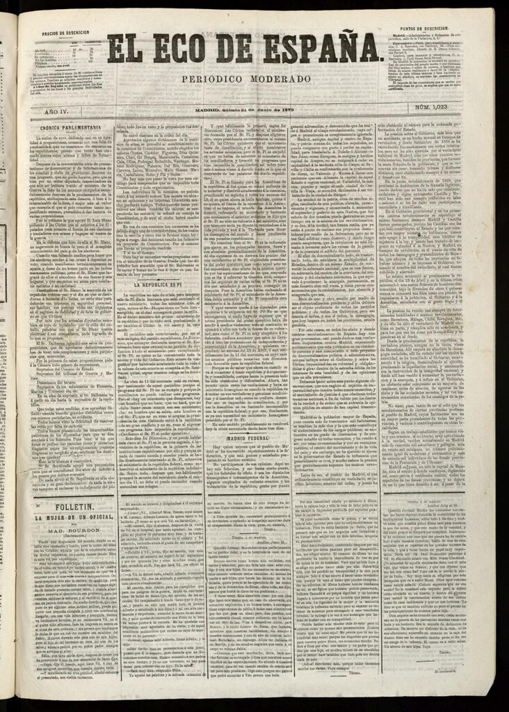 Miniatura de El Eco de España del 21 de junio de 1873