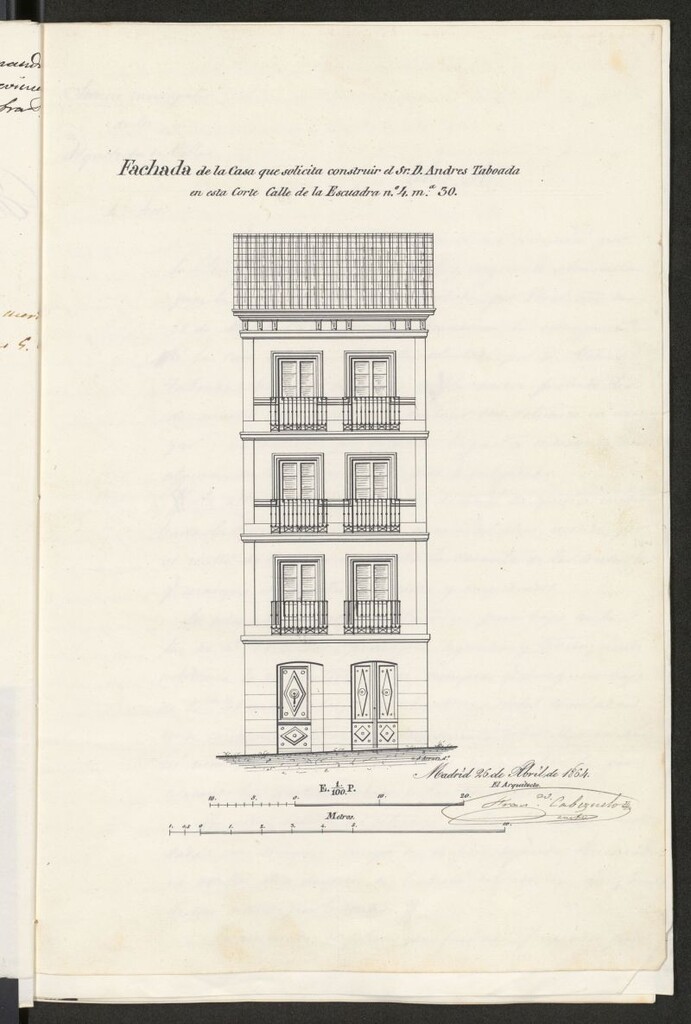 Miniatura de D. Andrés Taboada, en solicitud de licencia para construir de nueva planta su casa, sita en la calle de la escuadra nº 4, manzana 30.
