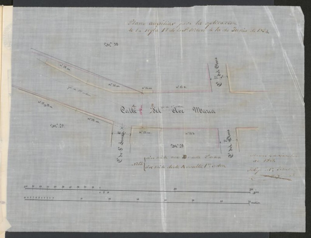 Miniatura de D. Lorenzo Herrera, para construir de nueva planta la casa de su propiedad, sita en la calle de Ave María nºs 14 y 16.