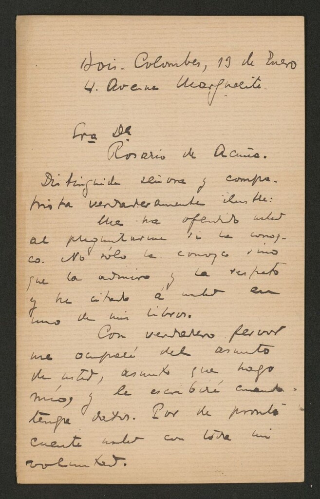 Miniatura de [Carta], Enero 13, a Rosario de Acuña