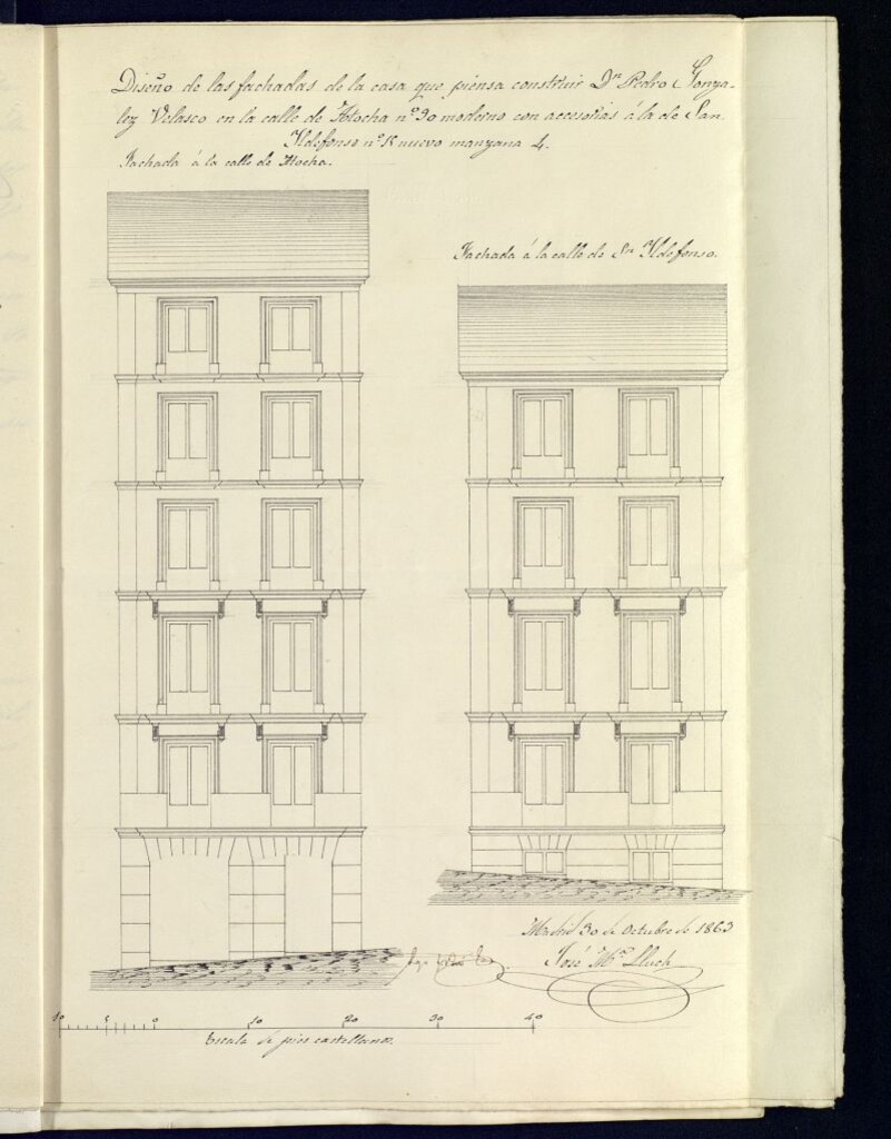 Miniatura de D. Pedro González Velasco, en solicitud de licencia para construir nueva planta, en su casa calle de Atocha, nº 90, con accesorias a la de S. Ildefonso nº 15, manzana 4.