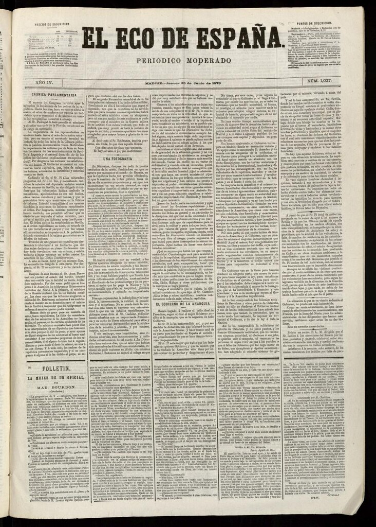 Miniatura de El Eco de España del 26 de junio de 1873