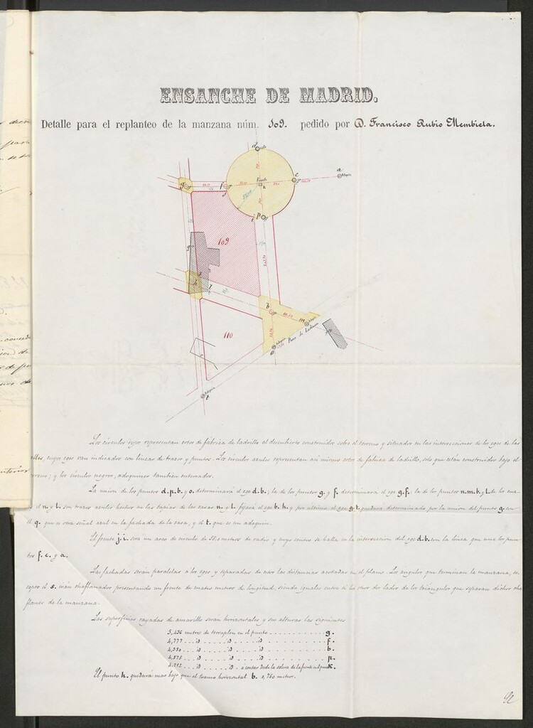 Miniatura de D. Francisco Rubio y Menviela, en solicitud de licencia para cercar un terreno de su propiedad en la manzana 109 del Ensanche.
