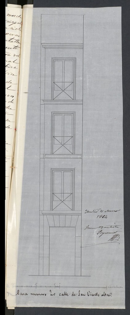 Miniatura de D. Antonio Silverio, a nombre de su hijo D. Mariano Ruiz, para construir de nueva planta la casa de su propiedad, calle de S. Vicente Alta, nº 20, manzana 453: