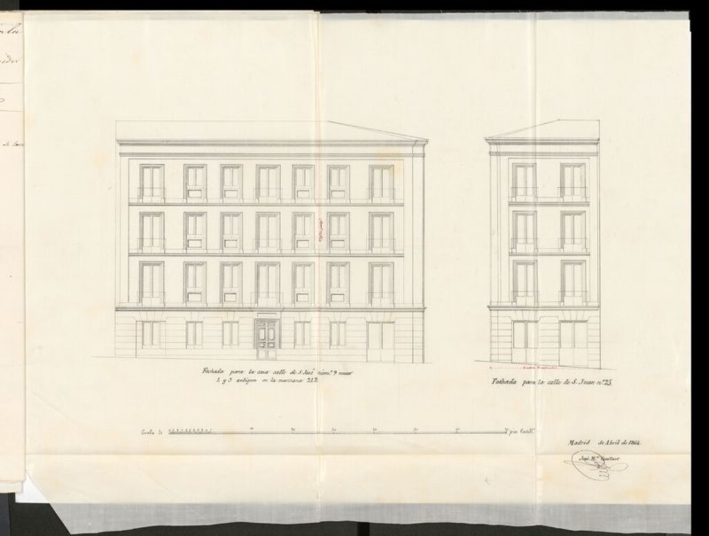 Miniatura de D. Enrique Ledesma, para construir de nueva planta la casa de su propiedad, sita en la calle de S. Juan nº 25 moderno, con vuelta a la de S. José, nº 9 de la manzana 242