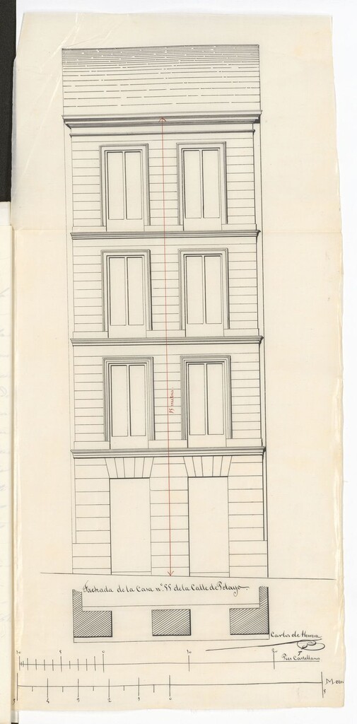Miniatura de Dª Bibiana de Álvarez, en solicitud de licencia para construir de nueva planta su casa calle de Pelayo, nº 55, de la manzana 316.