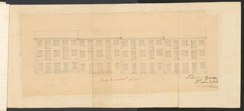 Miniatura de D. Luis Gómez de Barreda, en solicitud de licencia para edificar en el terreno conocido por la Tela Nueva, situado a la derecha de la carretera de Extremadura, al otro lado del Puente de Segovia.