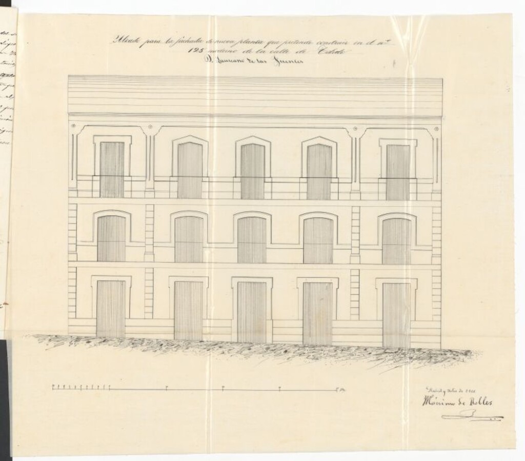 Miniatura de D. Laureano de las Fuentes, dueño de la casa nº 125, de la calle de Toledo, en solicitud de licencia para edificar una parte de las mismas.