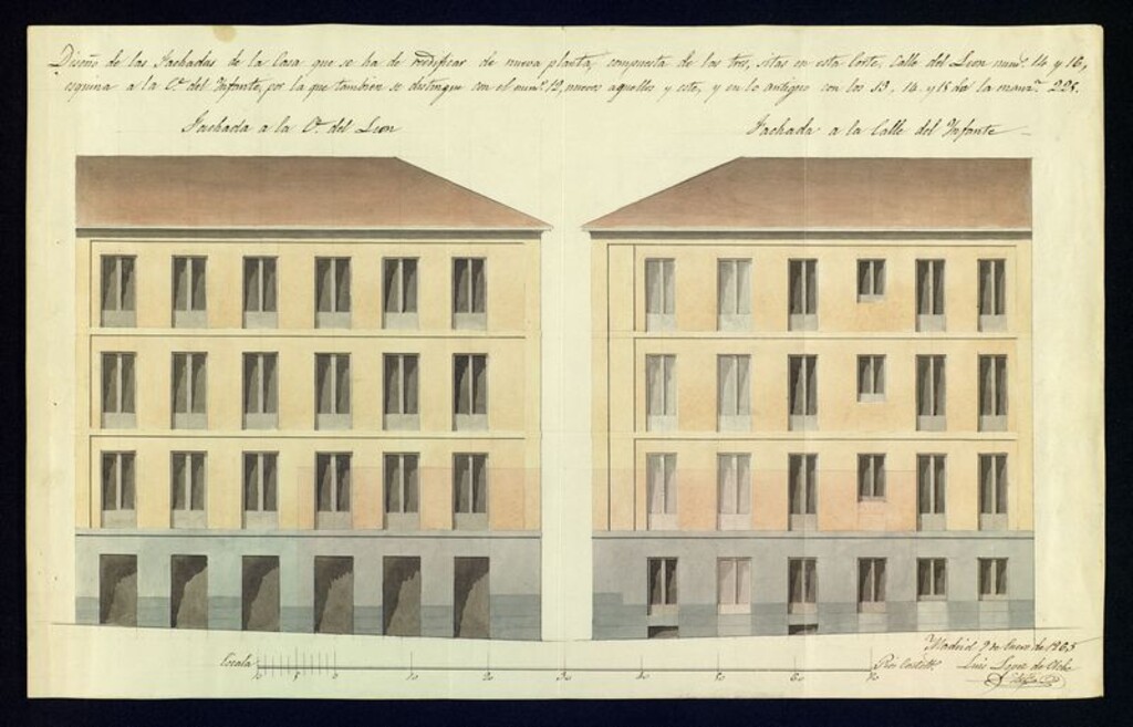 Miniatura de D. Mariano Quesada, en solicitud de licencia para construir de nueva planta, las casas de su propiedad, sitas en la calle de León, nº 14 y 16 moderno, manzana 225.