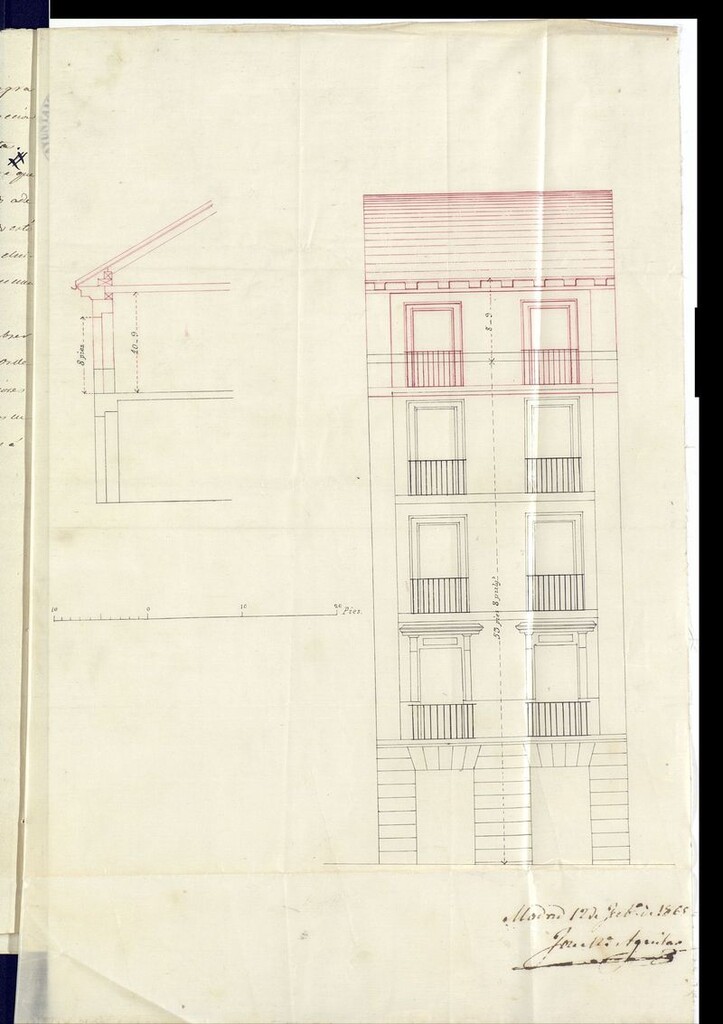 Miniatura de D. José Ibaro, en solicitud de licencia, para aumentar un cuarto piso a su casa calle de la Concepción Gerónima nº 37.