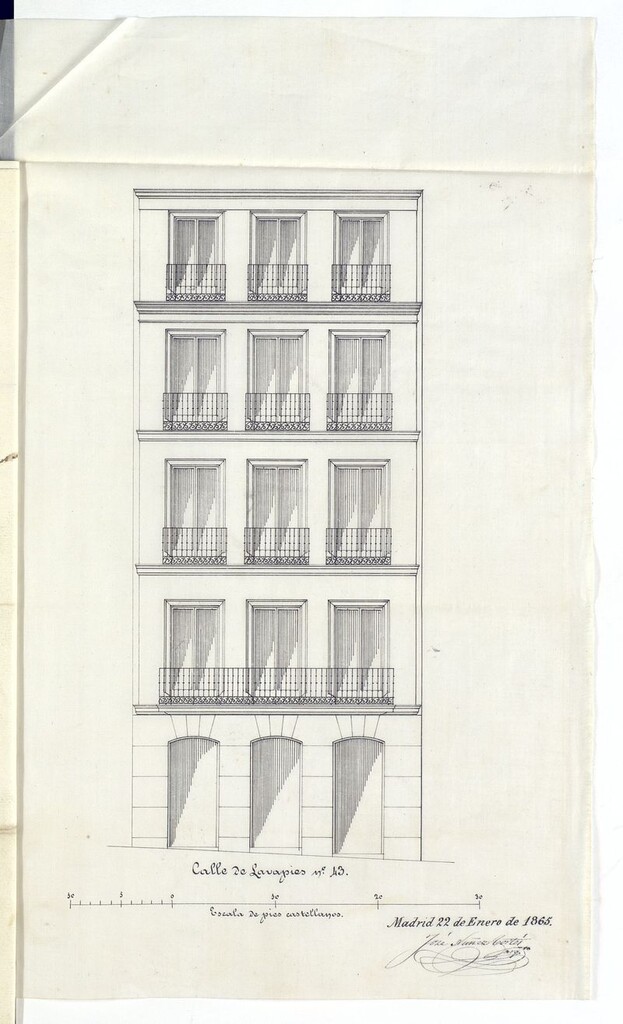 Miniatura de D. Andrés Fernández, en solicitud de licencia para construir de nueva planta, la casa de su propiedad, sita en la calle de Lavapiés, nº 13 moderno, manzana 44.