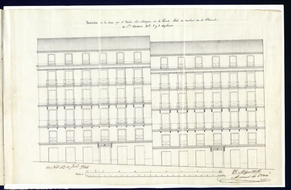 Miniatura de Sr. Marqués de la Puente, en solicitud de licencia para construir de nueva planta en el solar nº 7 y 7 duplicado de los terrenos llamados ex-convento de Sta. Bárbara, situado a la contiguedad de la Pta. del mismo nombre.