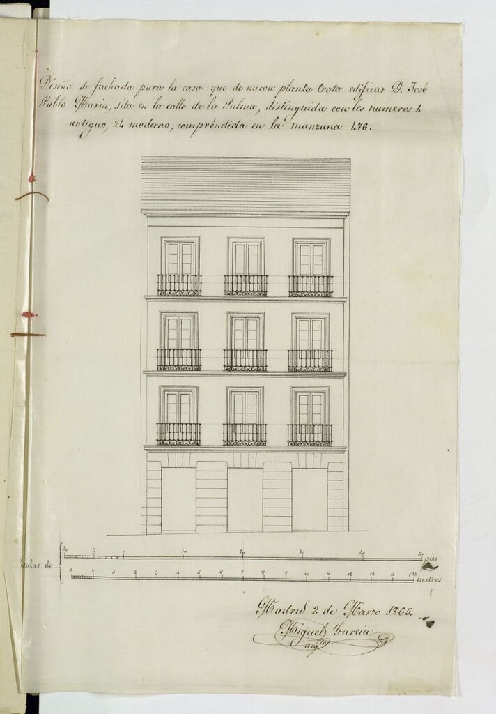 Miniatura de D. José Pablo Marín, en solicitud de licencia para construir de nueva planta, la casa de su propiedad, sita en la calle de la Palma, 24, manzana 476.