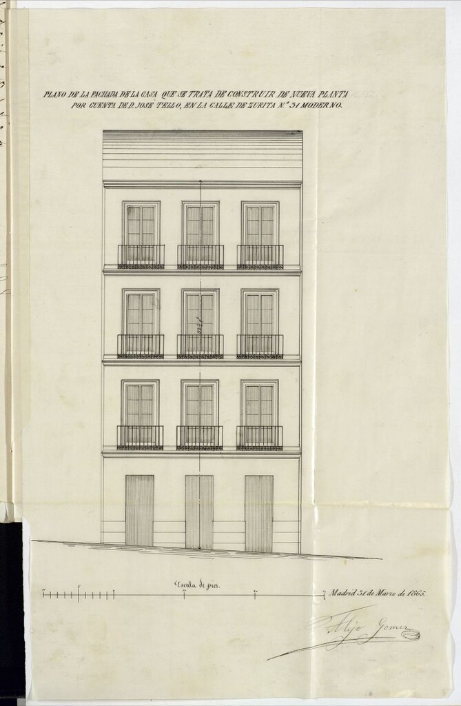 Miniatura de D. José Tello, en solicitud de licencia para construir de nueva planta la casa de su propiedad, sita en la calle de Zurita, nº 31.